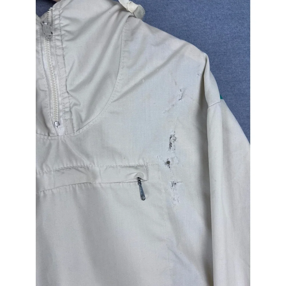 Vintage Woolrich Talon Zip Anorak Windbreaker Jacket White‎ Green Navy Stripe